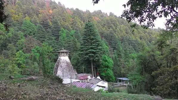 Binsar Mahadev Temple in oak and rhododendron forest, Ranikhet, Uttarakhand